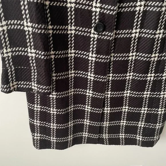 Amanda Smith Black White Check Plaid Tweed Coat Sz 14 - Picture 3 of 6